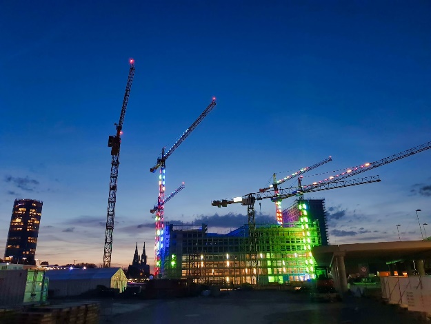 cranes over a construction site